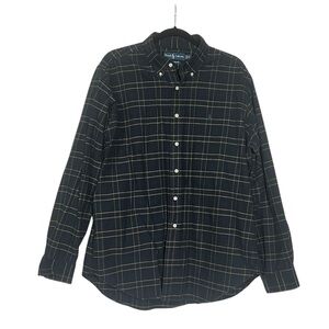 Polo Ralph Lauren Button Down Shirt Plaid Navy Green Yellow Size XL Pony